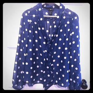 H&M Polka Dot Tie Blouse